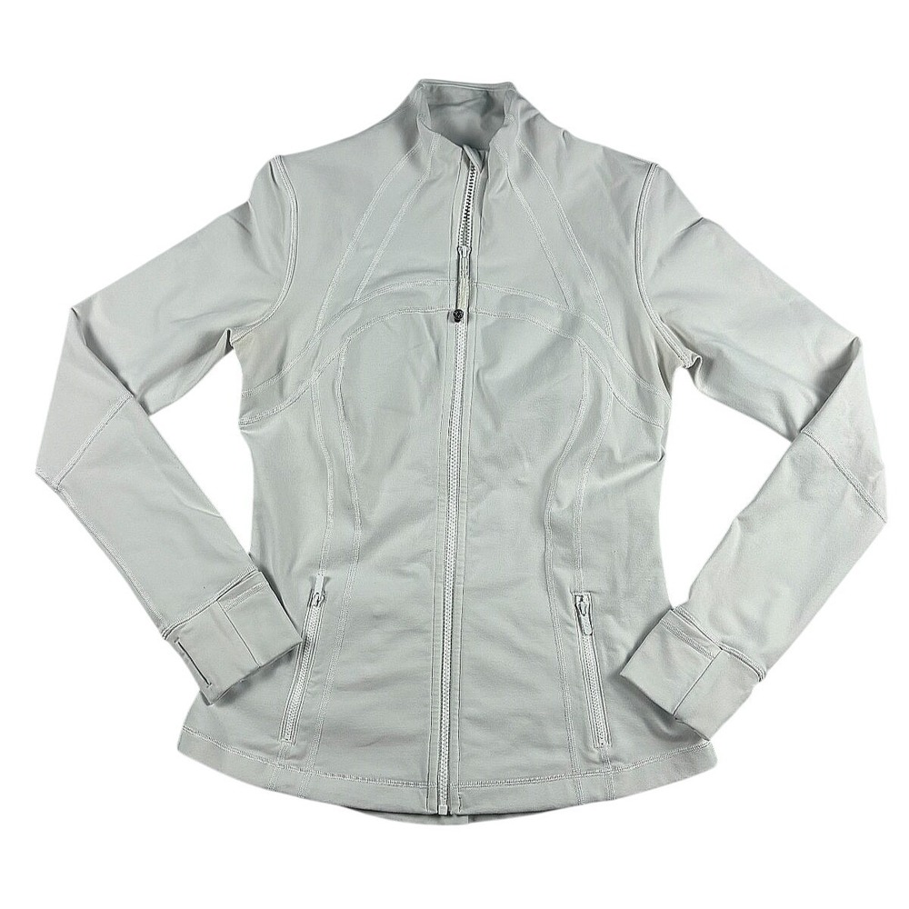 Lululemon Define Hooded Jacket White Size 10 Full Zip Thumbholes Yoga Running